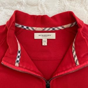 Burberry Men’s Red Quarter Zip - Large